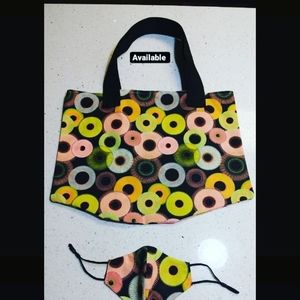 Disco Party Handmade Stylish vintage designer Tote Bag with matching face mask